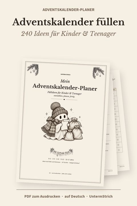 Titelseite: Adventskalender-Planer für Kinder